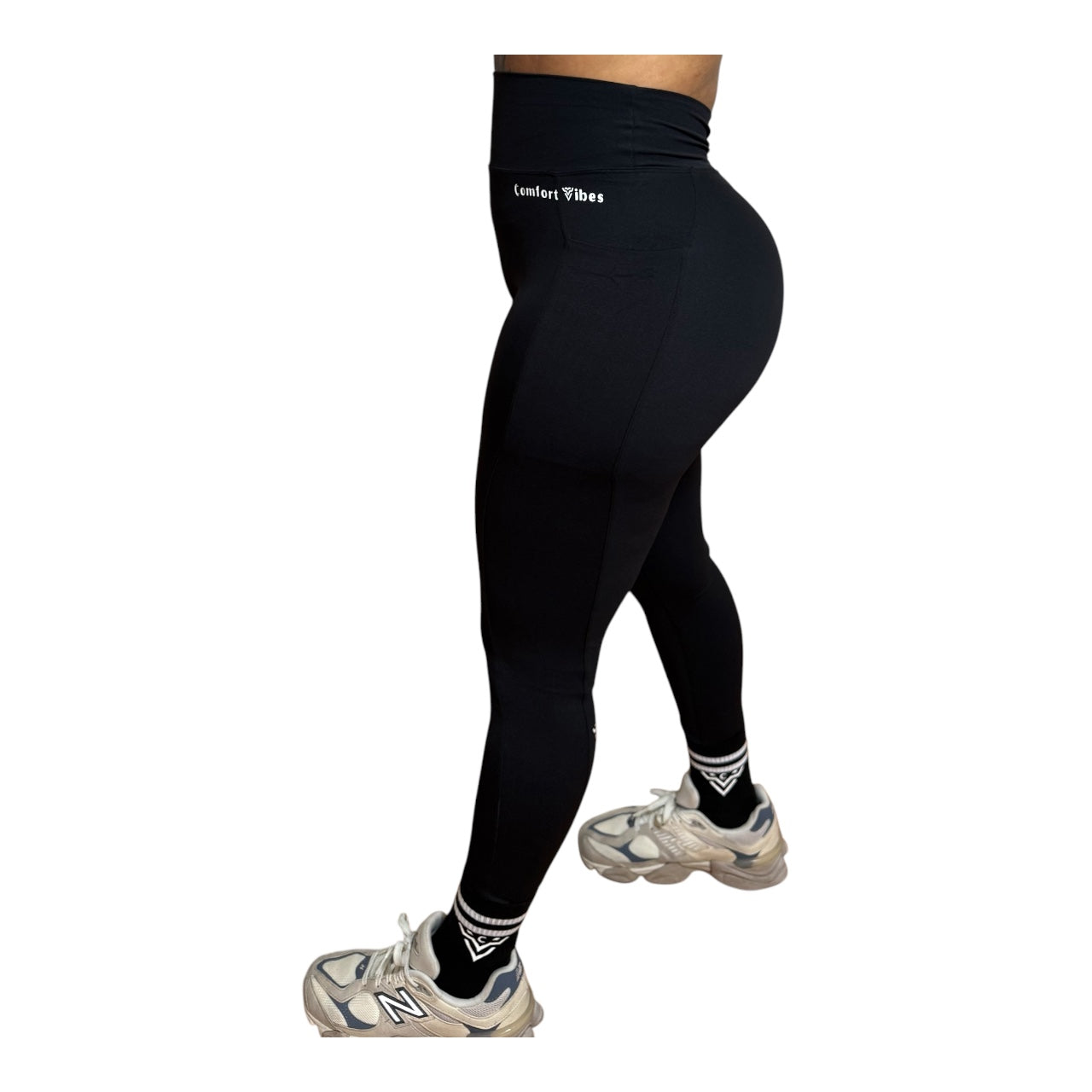 Black v~cut leggings