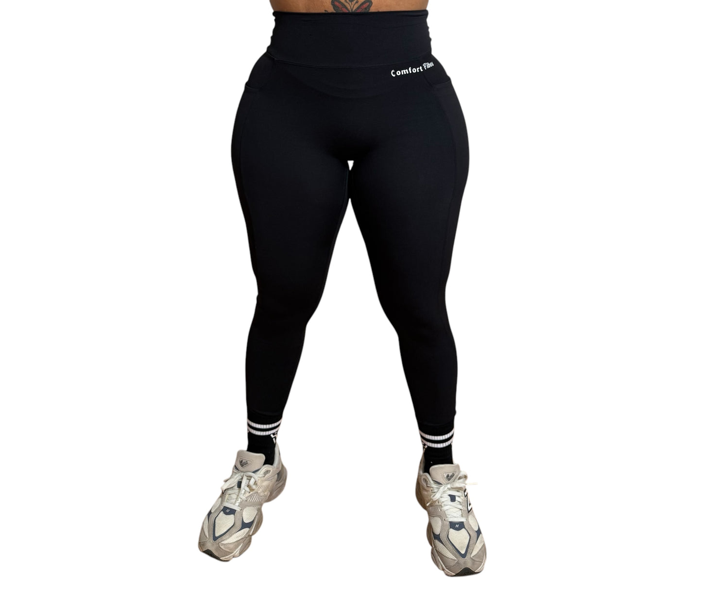Black v~cut leggings